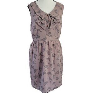 Darling Dress - Blush pink/mauve color with grey bow print -Sz M